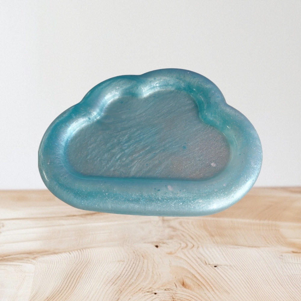 Hand Crafted Blue Cloud-Shaped Trinket Dish